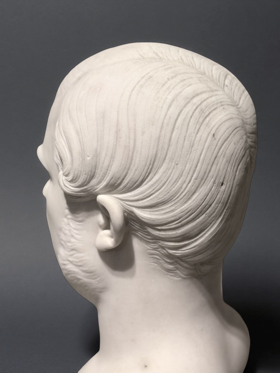 Francisque-Joseph Duret (1804-1865) Busto Virile in Marmo-photo-6
