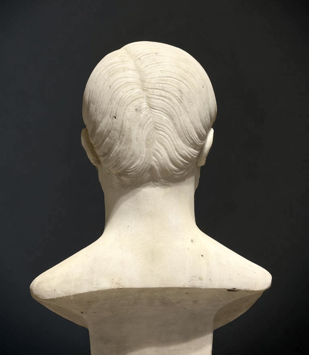 Francisque-Joseph Duret (1804-1865) Busto Virile in Marmo-photo-7