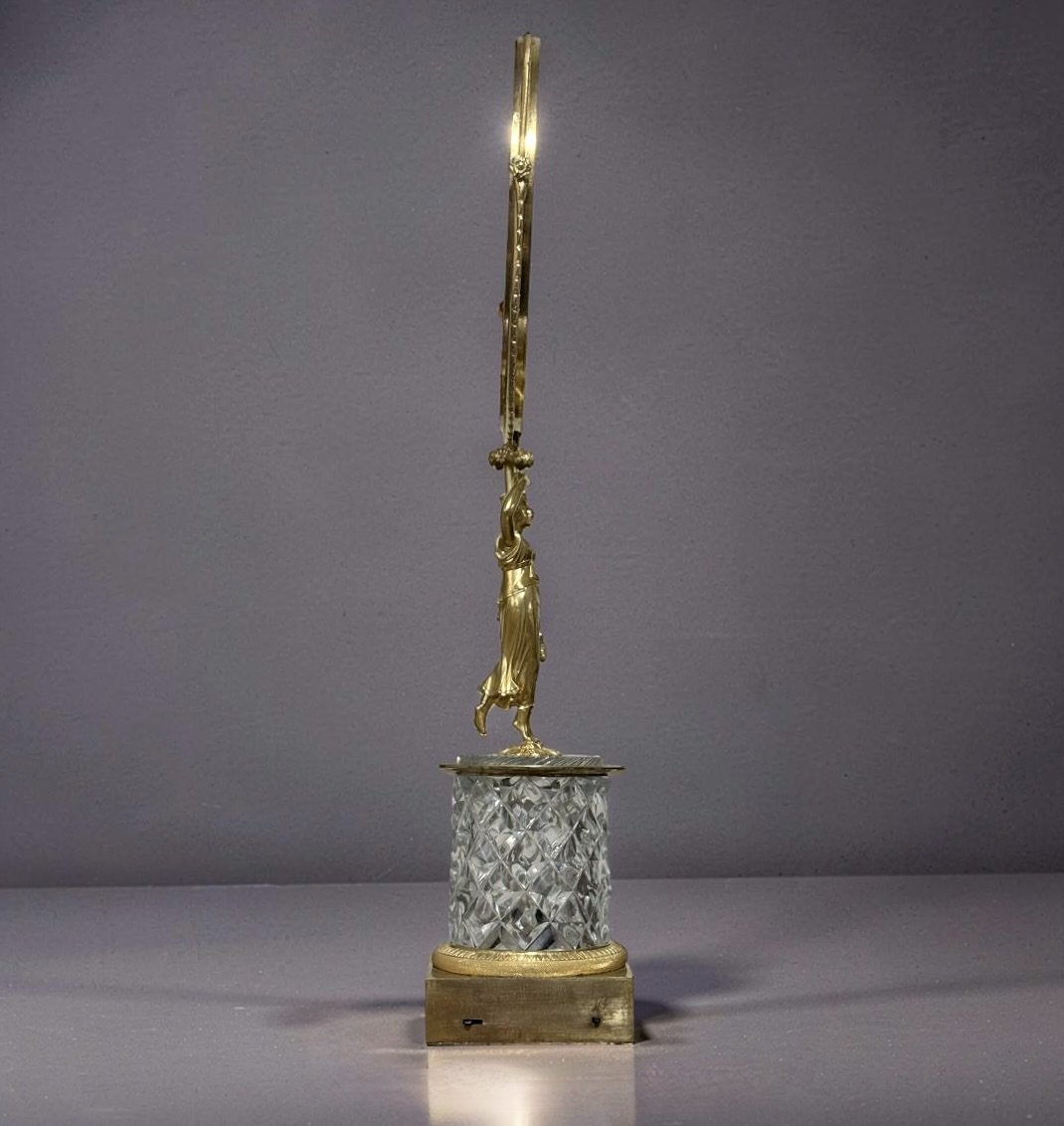 Specchio Carlo X Bronzo Dorato e Cristallo con Meccanismo Musicale circa 1820-photo-4