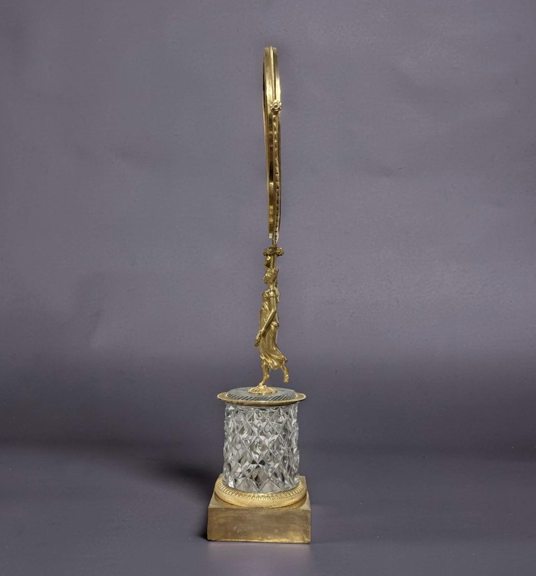 Specchio Carlo X Bronzo Dorato e Cristallo con Meccanismo Musicale circa 1820-photo-1