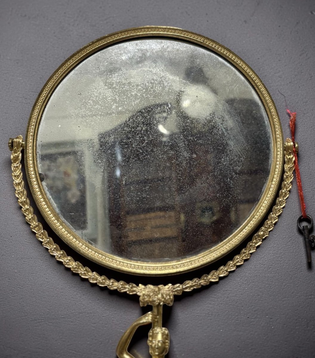 Specchio Carlo X Bronzo Dorato e Cristallo con Meccanismo Musicale circa 1820-photo-4