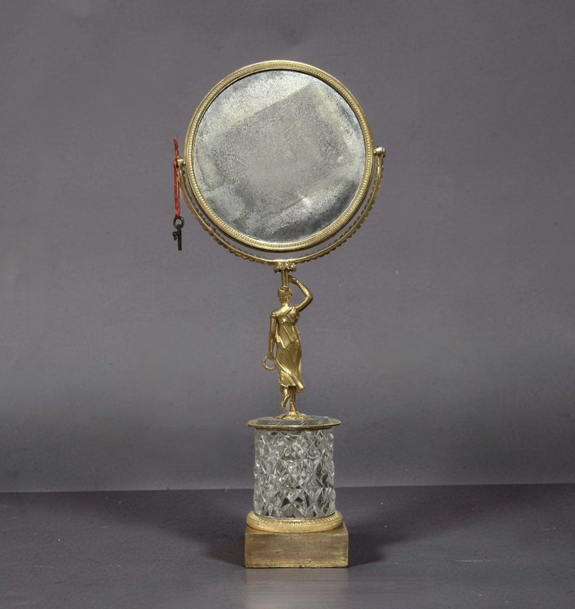 Specchio Carlo X Bronzo Dorato e Cristallo con Meccanismo Musicale circa 1820-photo-5