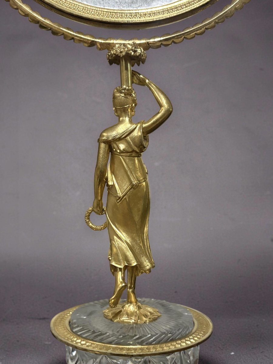 Specchio Carlo X Bronzo Dorato e Cristallo con Meccanismo Musicale circa 1820-photo-8
