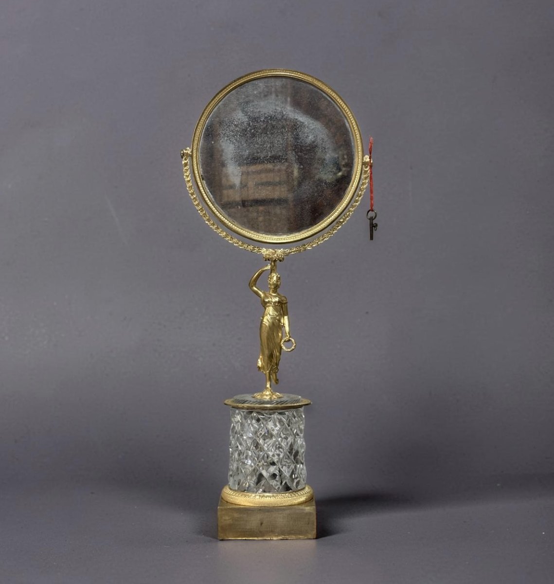 Specchio Carlo X Bronzo Dorato e Cristallo con Meccanismo Musicale circa 1820