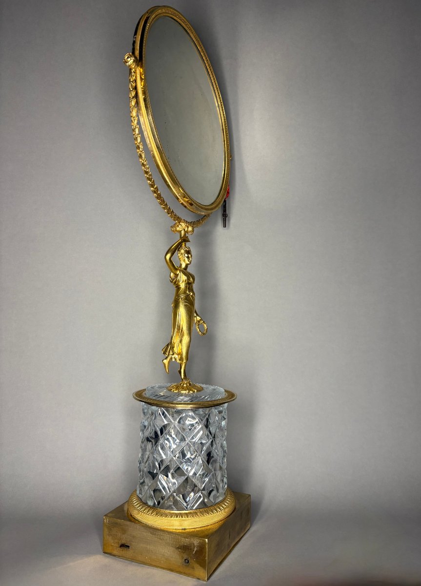 Specchio Carlo X Bronzo Dorato e Cristallo con Meccanismo Musicale circa 1820-photo-2