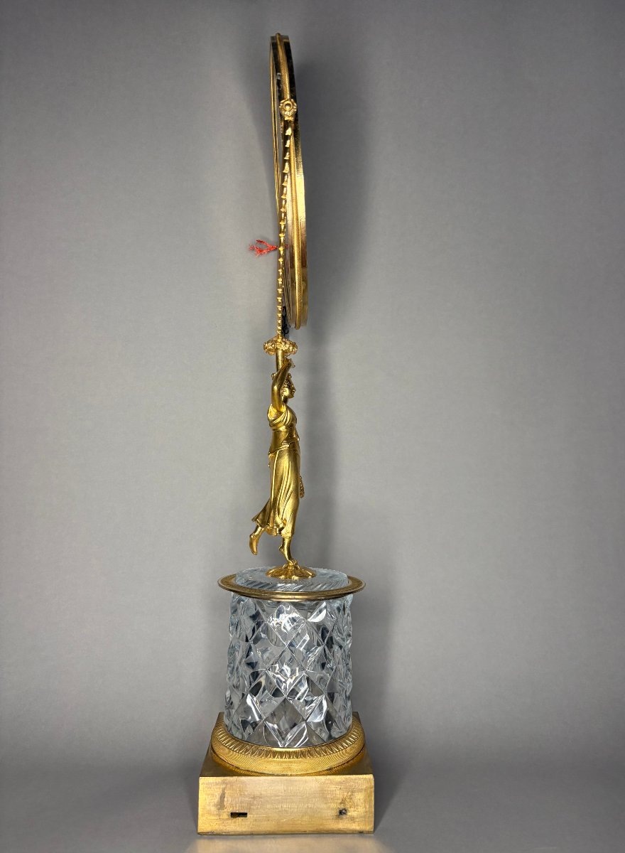 Specchio Carlo X Bronzo Dorato e Cristallo con Meccanismo Musicale circa 1820-photo-3