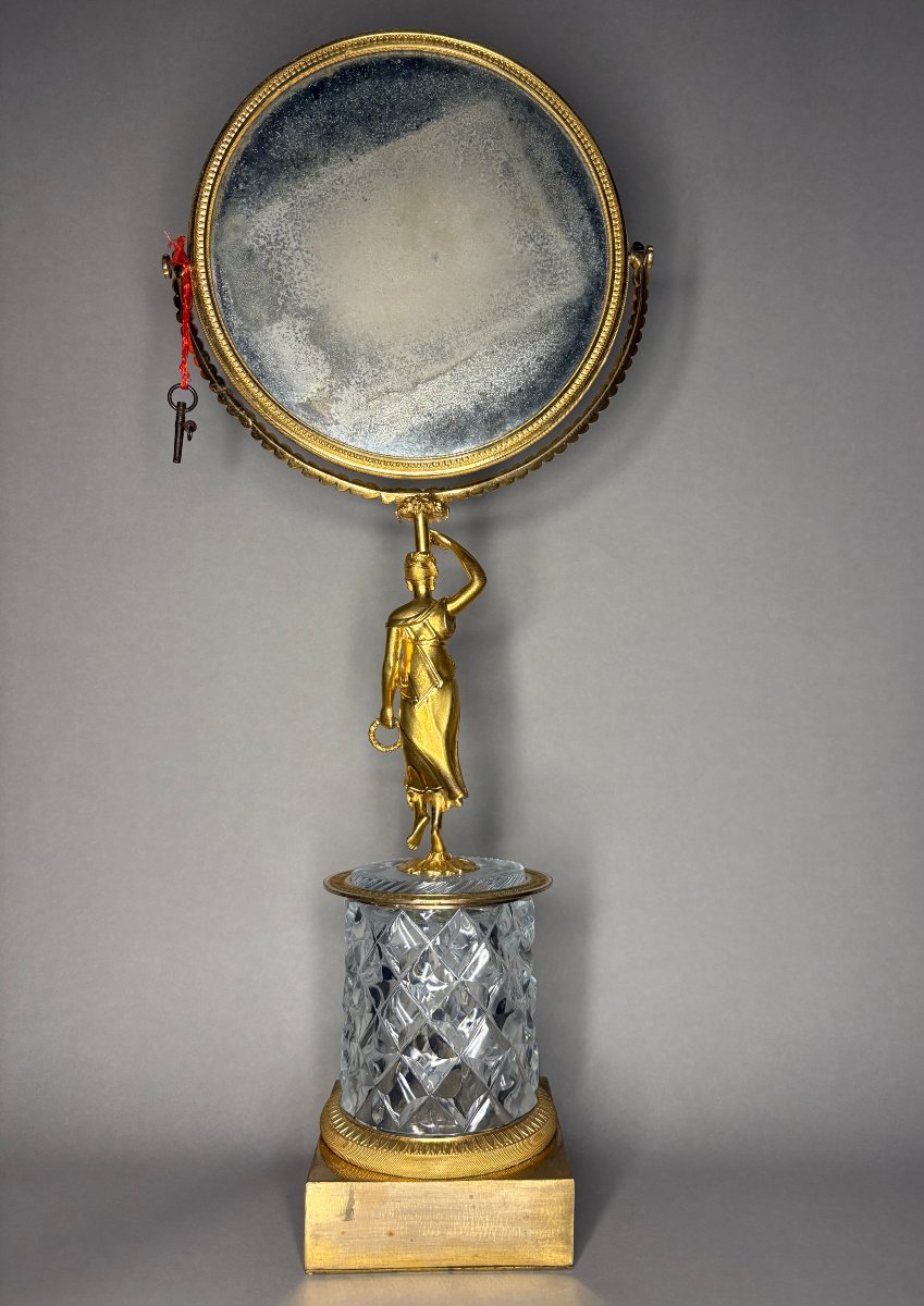 Specchio Carlo X Bronzo Dorato e Cristallo con Meccanismo Musicale circa 1820-photo-1