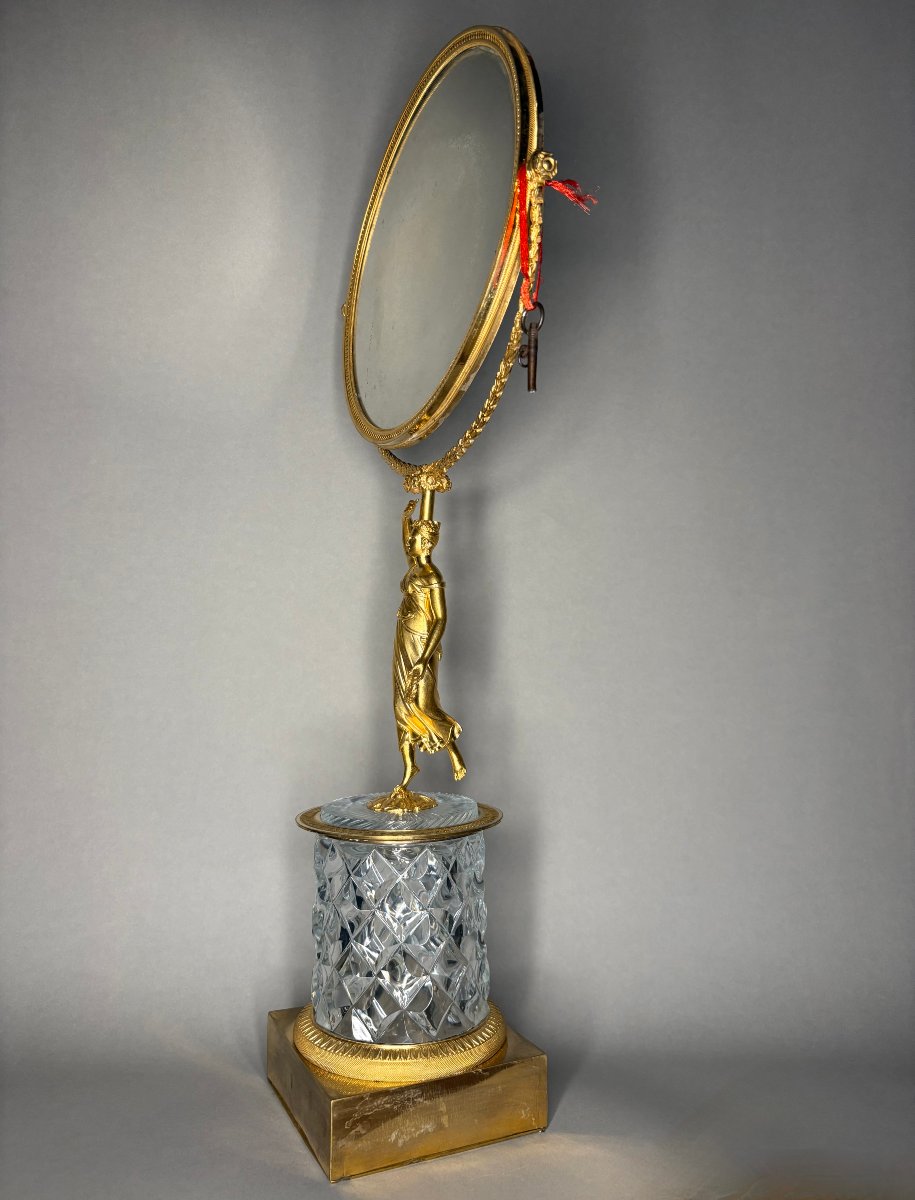 Specchio Carlo X Bronzo Dorato e Cristallo con Meccanismo Musicale circa 1820-photo-2