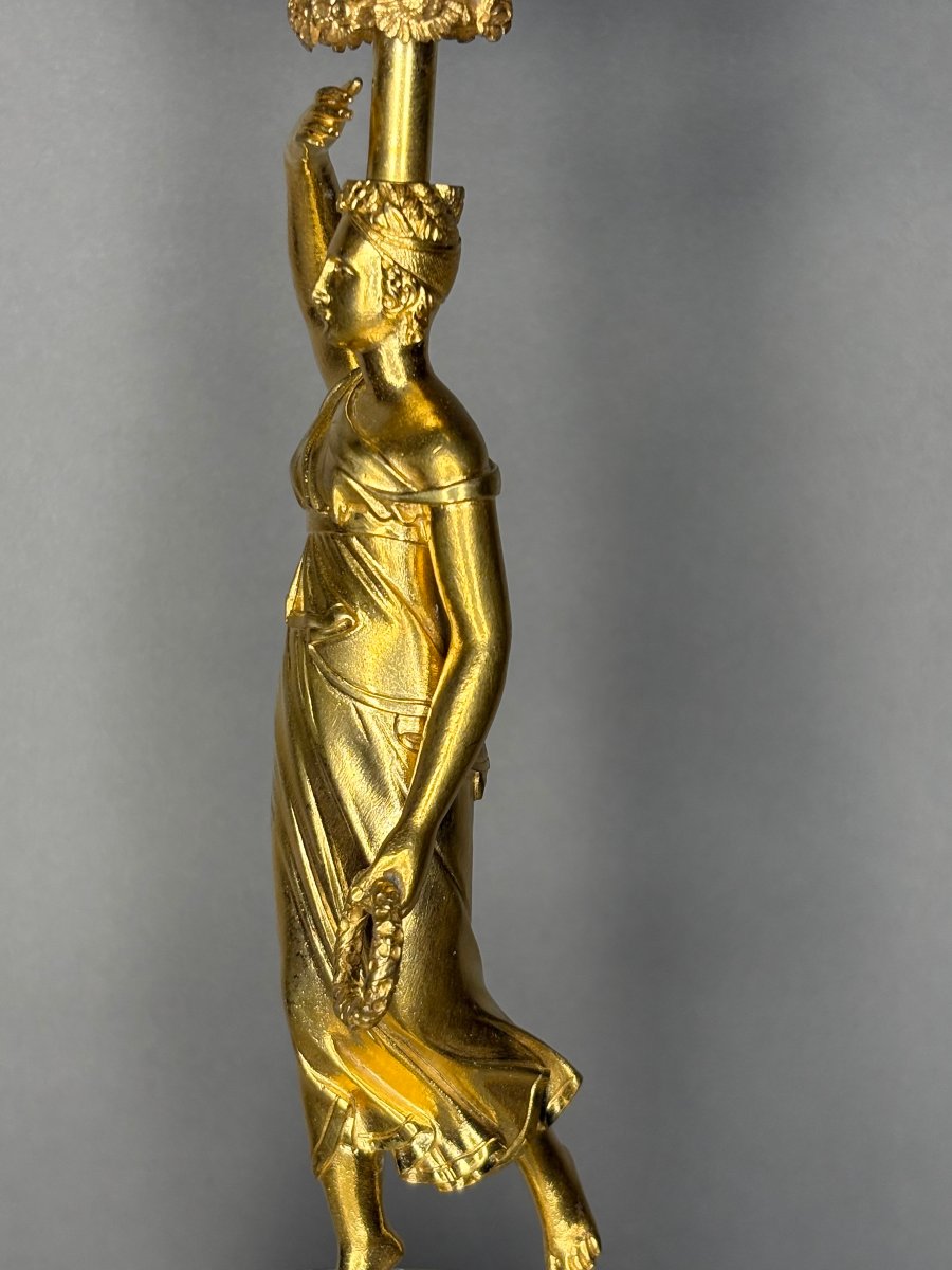Specchio Carlo X Bronzo Dorato e Cristallo con Meccanismo Musicale circa 1820-photo-3