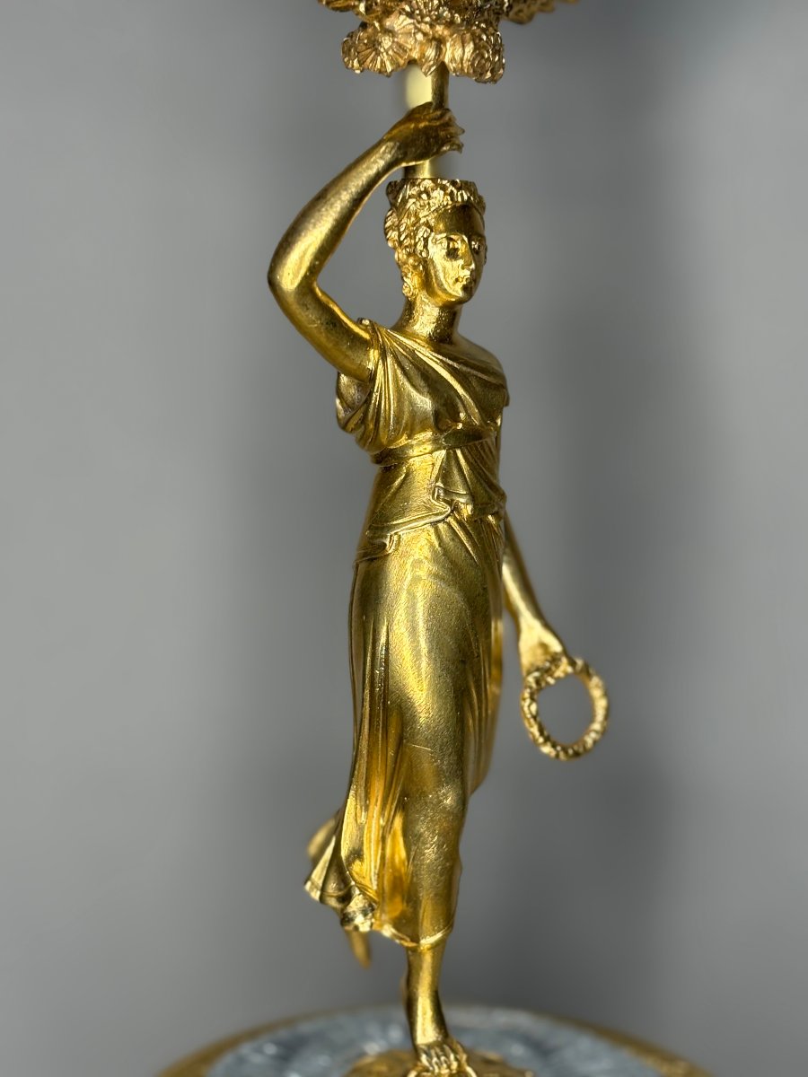 Specchio Carlo X Bronzo Dorato e Cristallo con Meccanismo Musicale circa 1820-photo-5