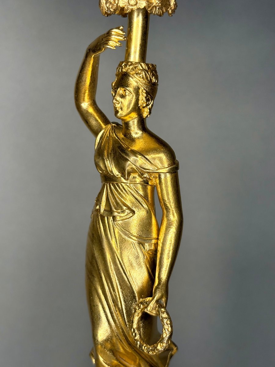 Specchio Carlo X Bronzo Dorato e Cristallo con Meccanismo Musicale circa 1820-photo-7