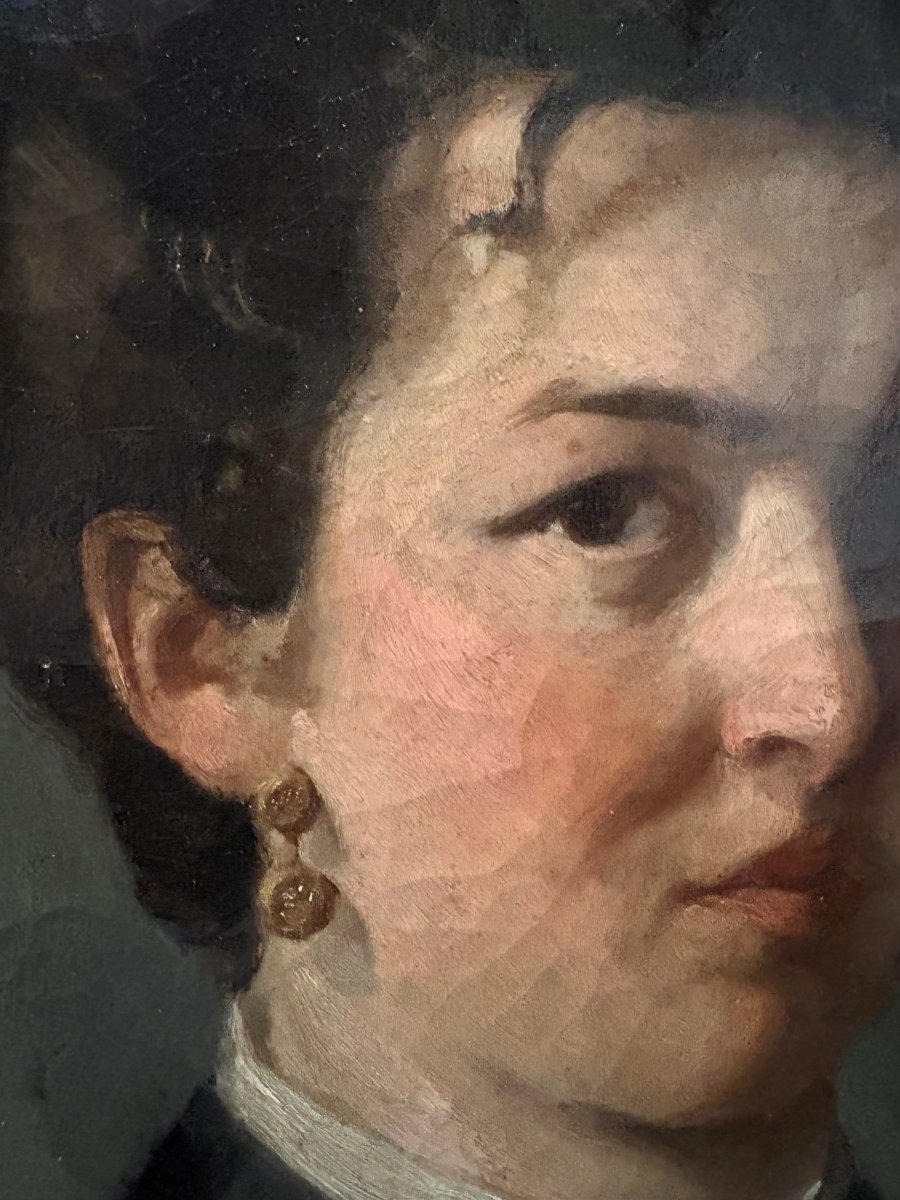 Ritratto di Donna Pittura Italiana fine '800 Seguace dei Macchiaioli-photo-3