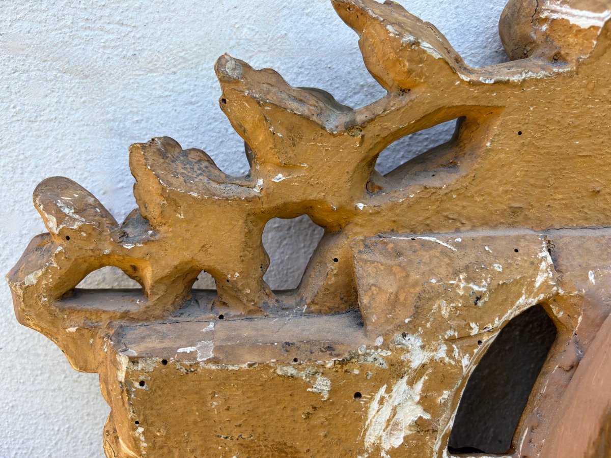 Imponente Testata di Letto XVIII secolo Legno Scolpito e Dorato-photo-6