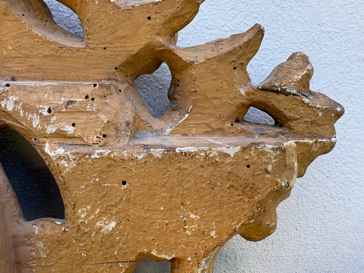 Imponente Testata di Letto XVIII secolo Legno Scolpito e Dorato-photo-7