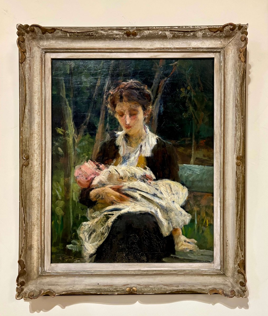 Francesco Galante (1884-1972) "La Giovane Madre" Scuola Napoletana inizio XX secolo-photo-2