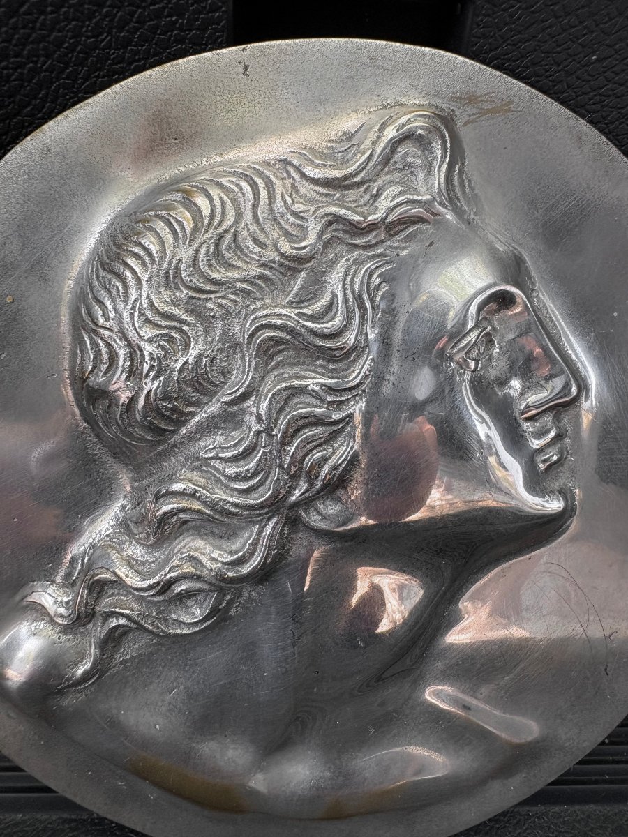 Vincenzo Gemito (1852-1929) Medaglione Bronzo Argentato Alessandro Magno-photo-2