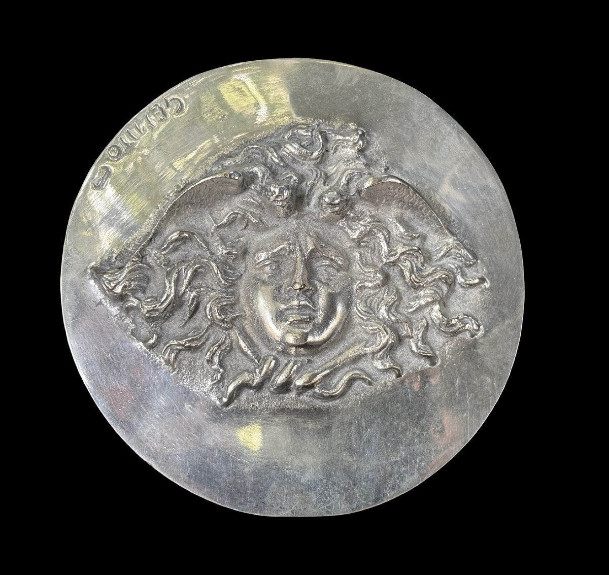 Vincenzo Gemito (1852-1929) Medaglione Bronzo Argentato Testa di Medusa-photo-2