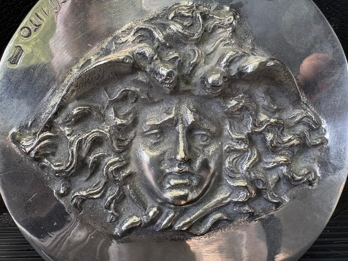 Vincenzo Gemito (1852-1929) Medaglione Bronzo Argentato Testa di Medusa-photo-3