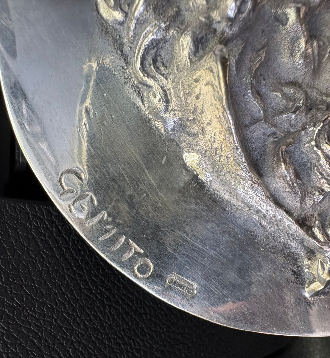Vincenzo Gemito (1852-1929) Medaglione Bronzo Argentato Testa di Medusa-photo-1