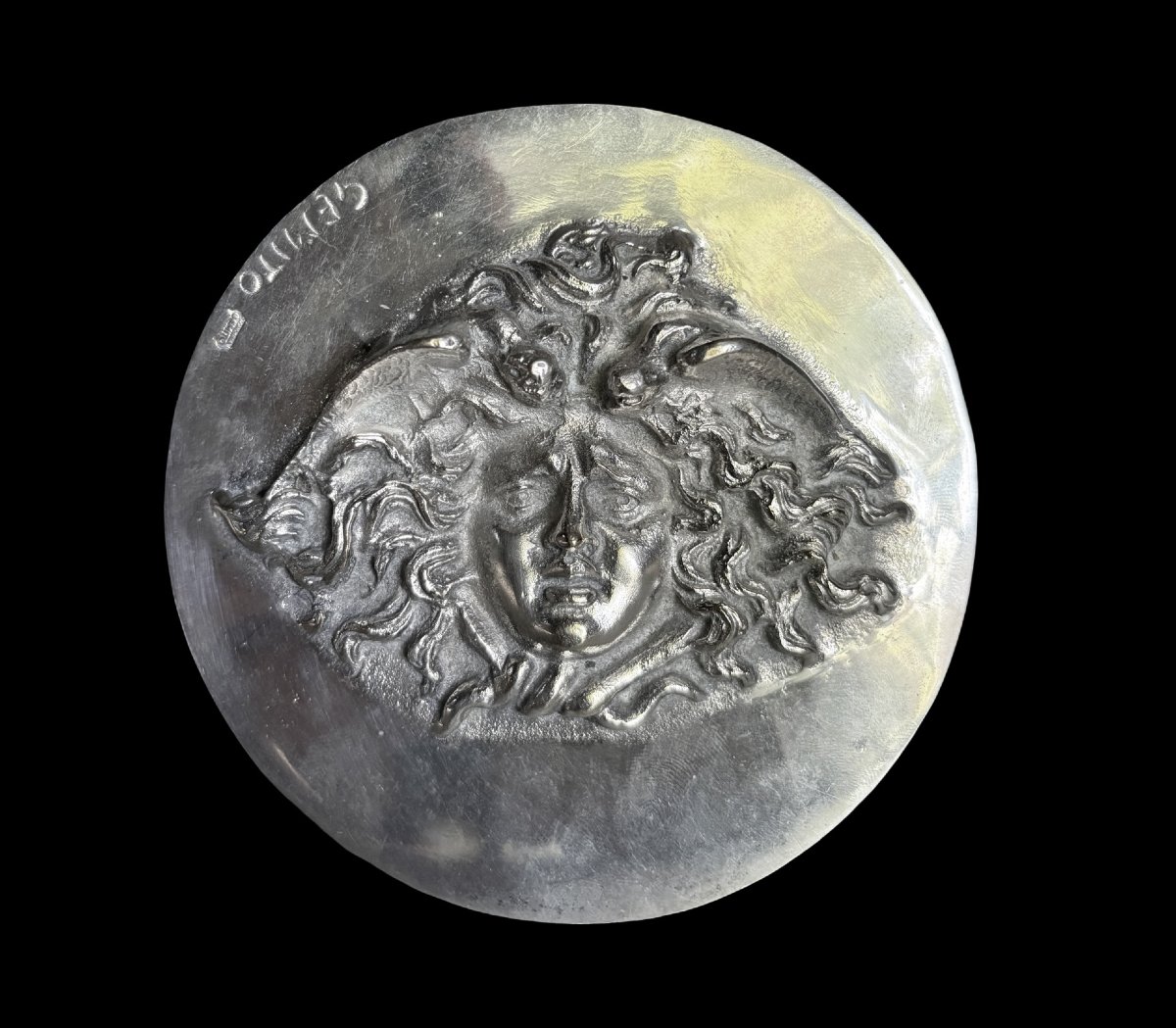 Vincenzo Gemito (1852-1929) Medaglione Bronzo Argentato Testa di Medusa