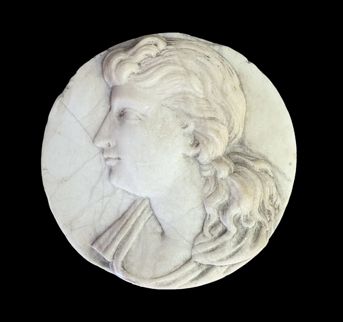 Medaglione in Marmo Neoclassico Profilo Grand Tour XVIII-photo-2