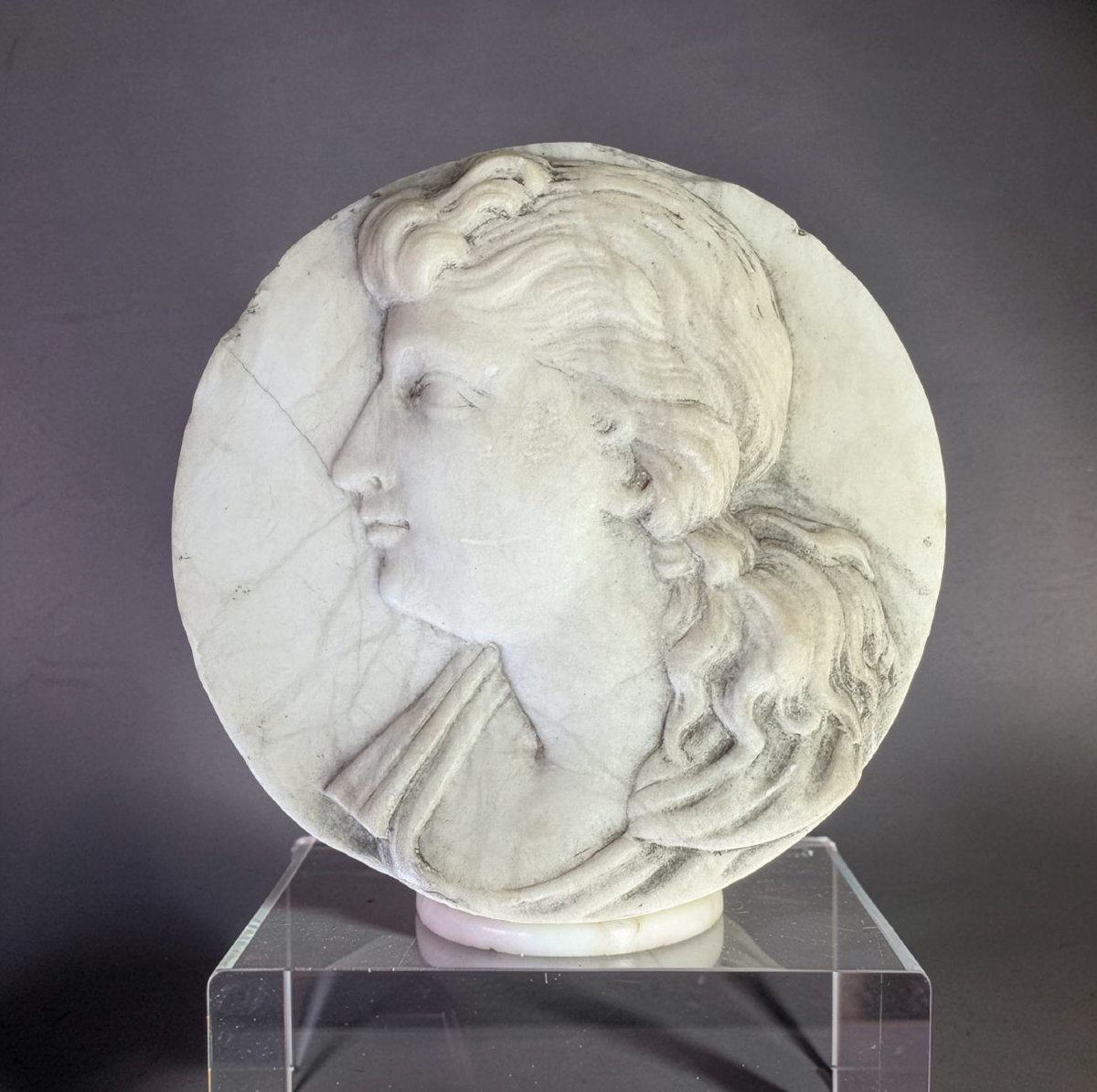 Medaglione in Marmo Neoclassico Profilo Grand Tour XVIII