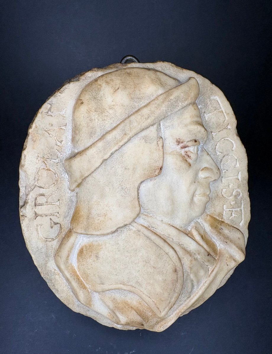 Girolamo Ticciati (1679-1745) Medaglione in Marmo Profilo Maschile-photo-2