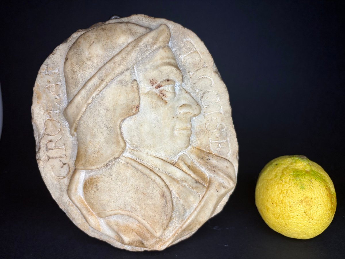 Girolamo Ticciati (1679-1745) Medaglione in Marmo Profilo Maschile-photo-1