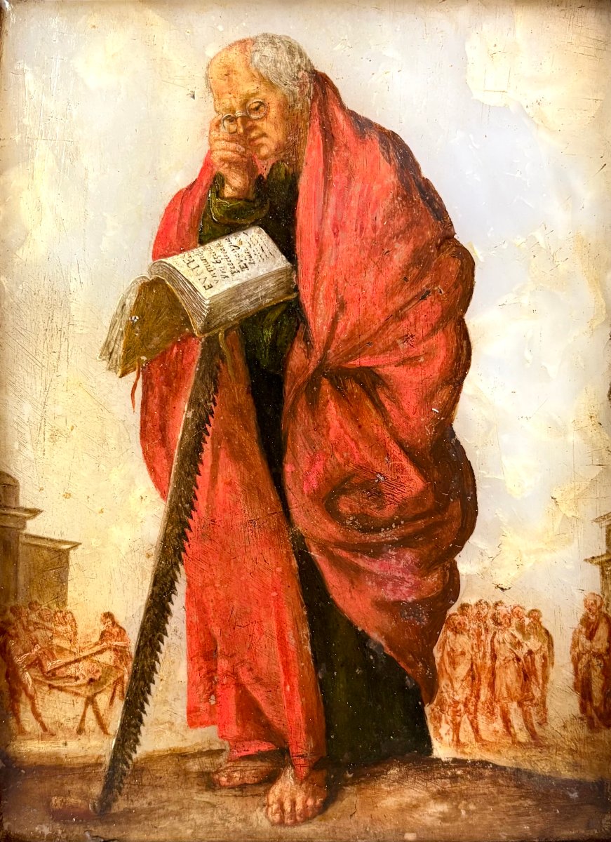Pittura su onice San Simone Scuola Italiana del XVII secolo