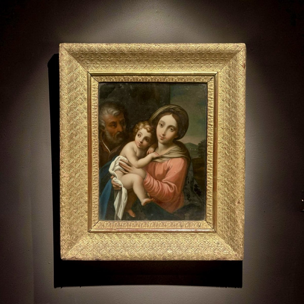 Madonna con Bambino,  Pittura  sotto Vetro, Scuola Italiana del XVIII secolo.-photo-2