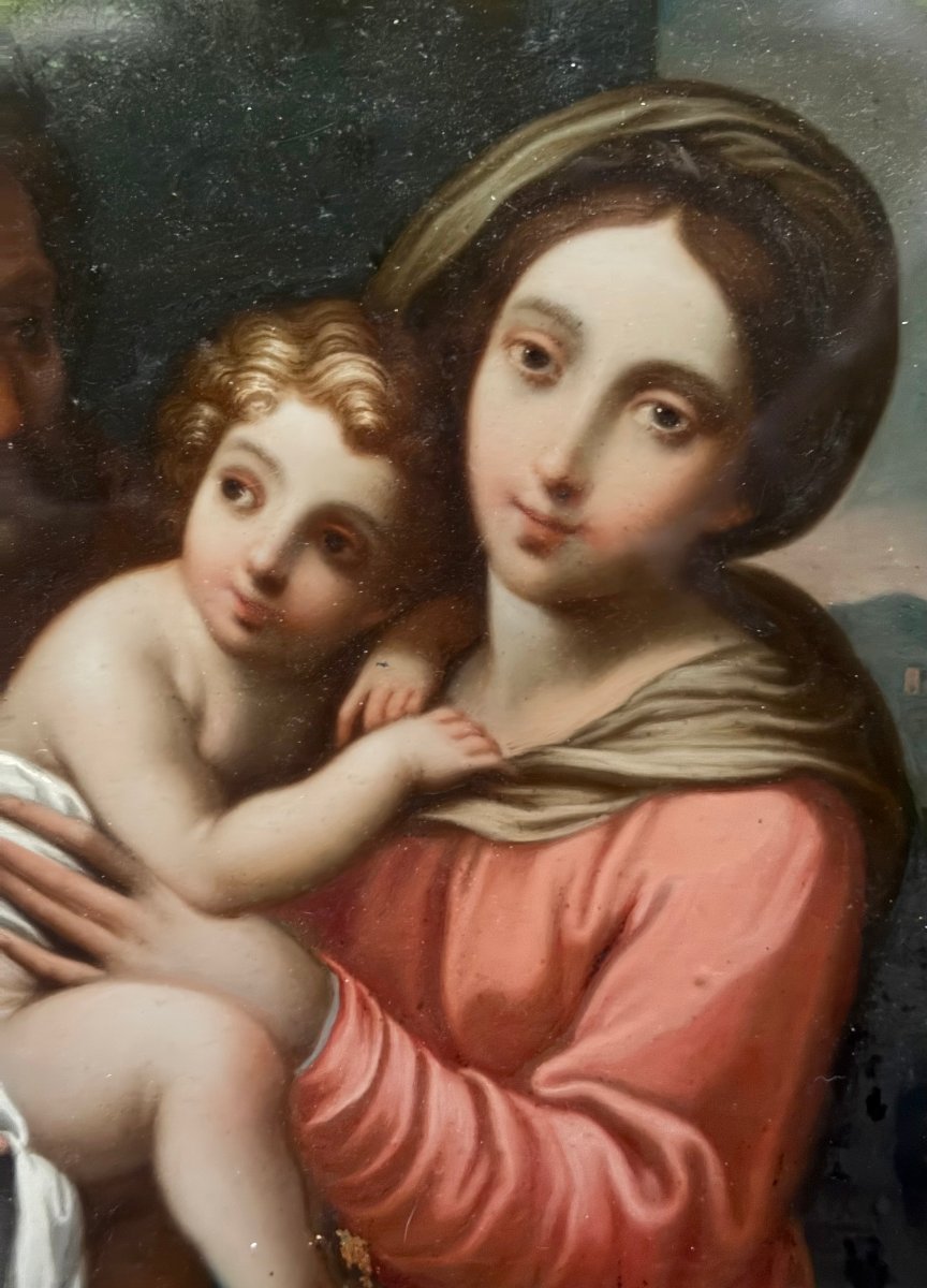 Madonna con Bambino,  Pittura  sotto Vetro, Scuola Italiana del XVIII secolo.-photo-3