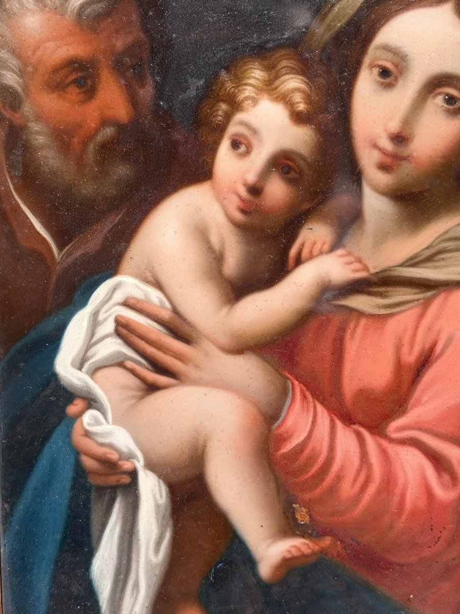 Madonna con Bambino,  Pittura  sotto Vetro, Scuola Italiana del XVIII secolo.-photo-4