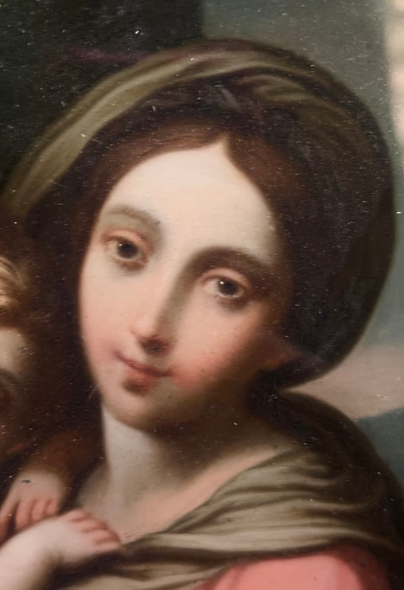 Madonna con Bambino,  Pittura  sotto Vetro, Scuola Italiana del XVIII secolo.-photo-1