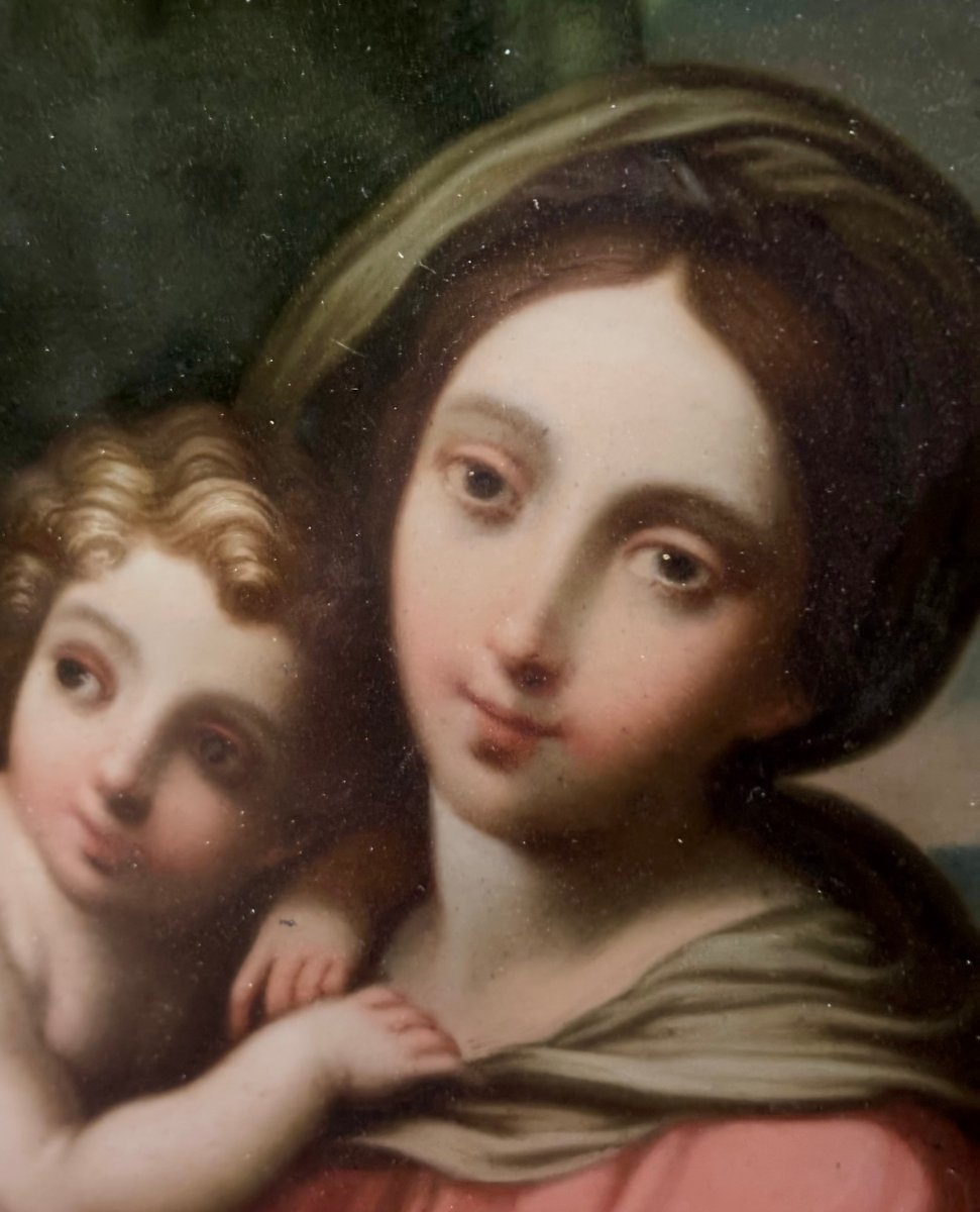 Madonna con Bambino,  Pittura  sotto Vetro, Scuola Italiana del XVIII secolo.-photo-2