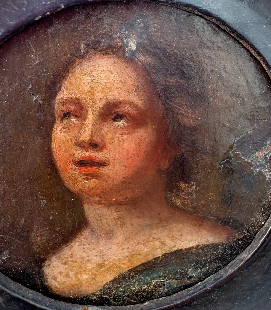 Ritratto di Donna Miniatura su Rame Scuola Lombardo Veneta XVII secolo-photo-2