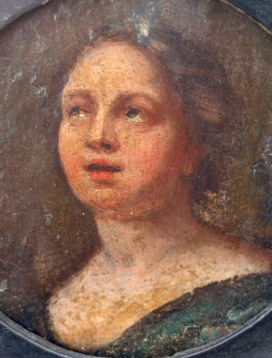 Ritratto di Donna Miniatura su Rame Scuola Lombardo Veneta XVII secolo-photo-1
