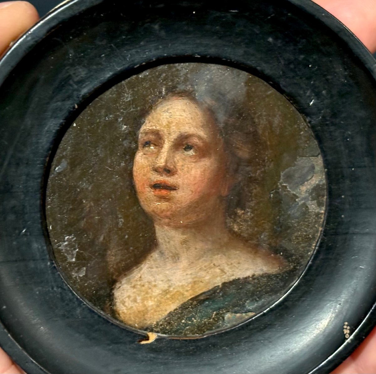 Ritratto di Donna Miniatura su Rame Scuola Lombardo Veneta XVII secolo-photo-3