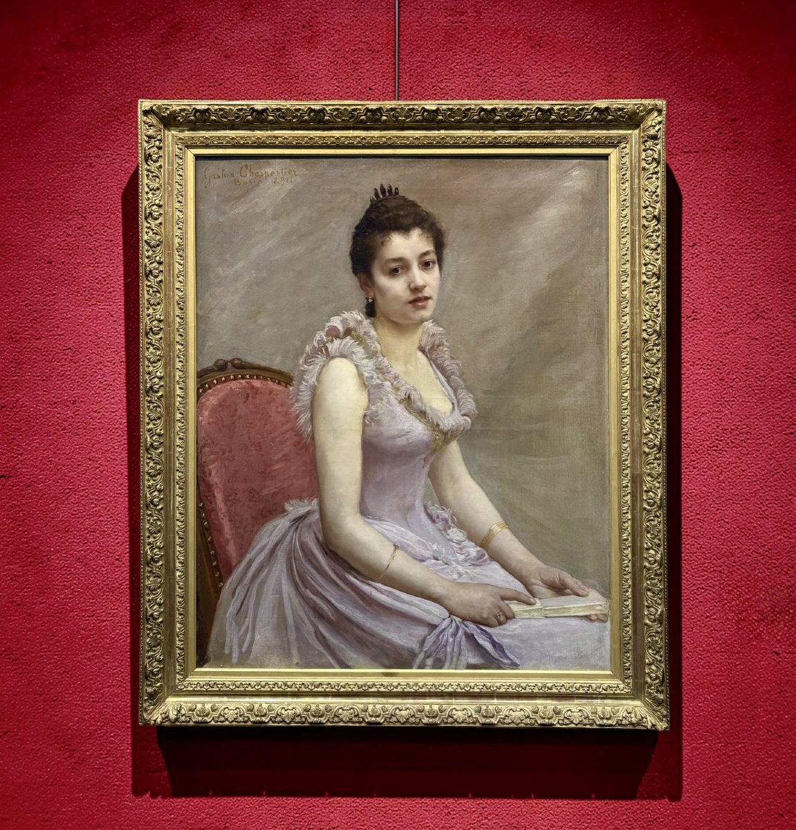 Gaston CHARPENTIER-BOSIO (1858-1923) Grande "Ritratto di Ragazza con Ventaglio" 