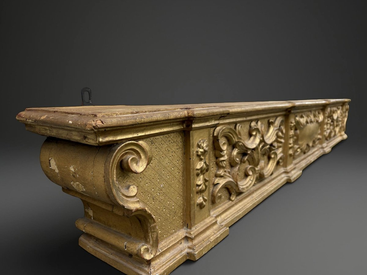 Predella da Altare Barocca Legno Dorato inizi XVIII secolo-photo-2