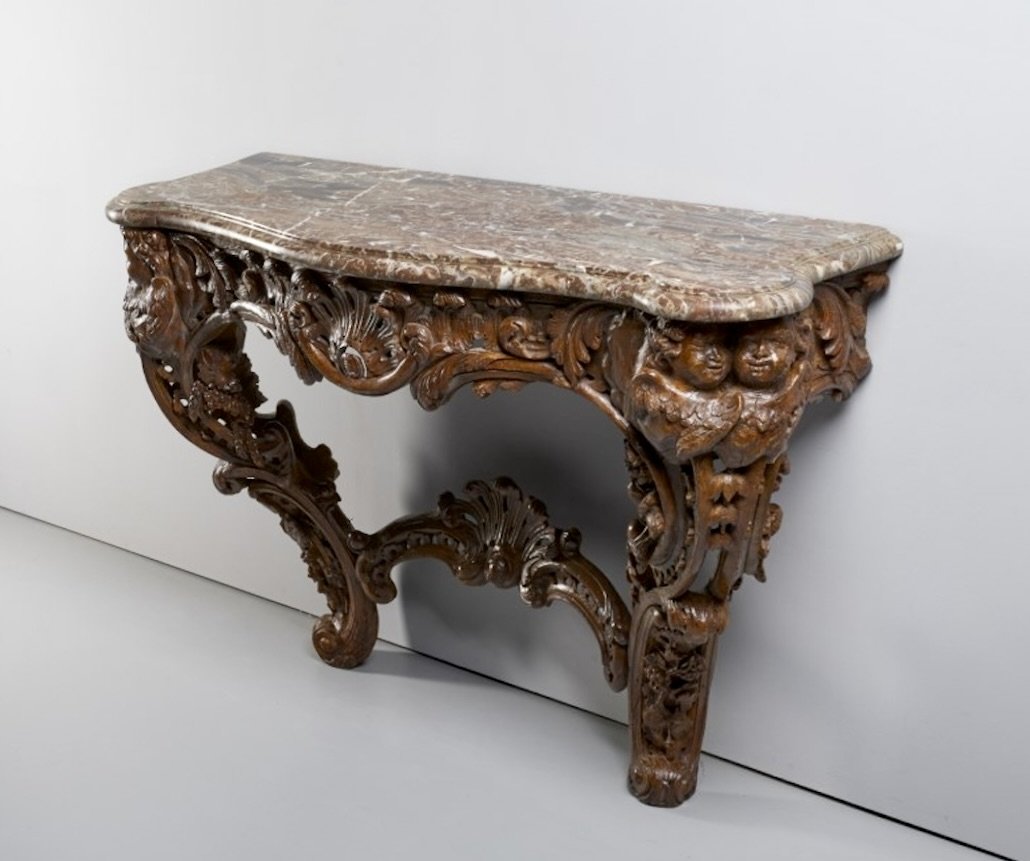 Grande Consolle Francese Luigi XV in Legno Naturale metà XVIII secolo-photo-3