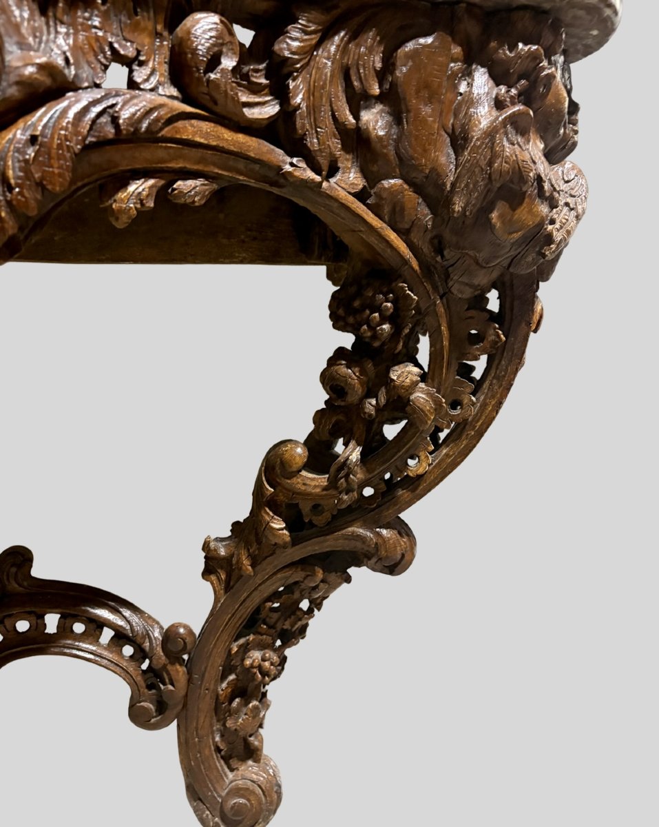Grande Consolle Francese Luigi XV in Legno Naturale metà XVIII secolo-photo-4