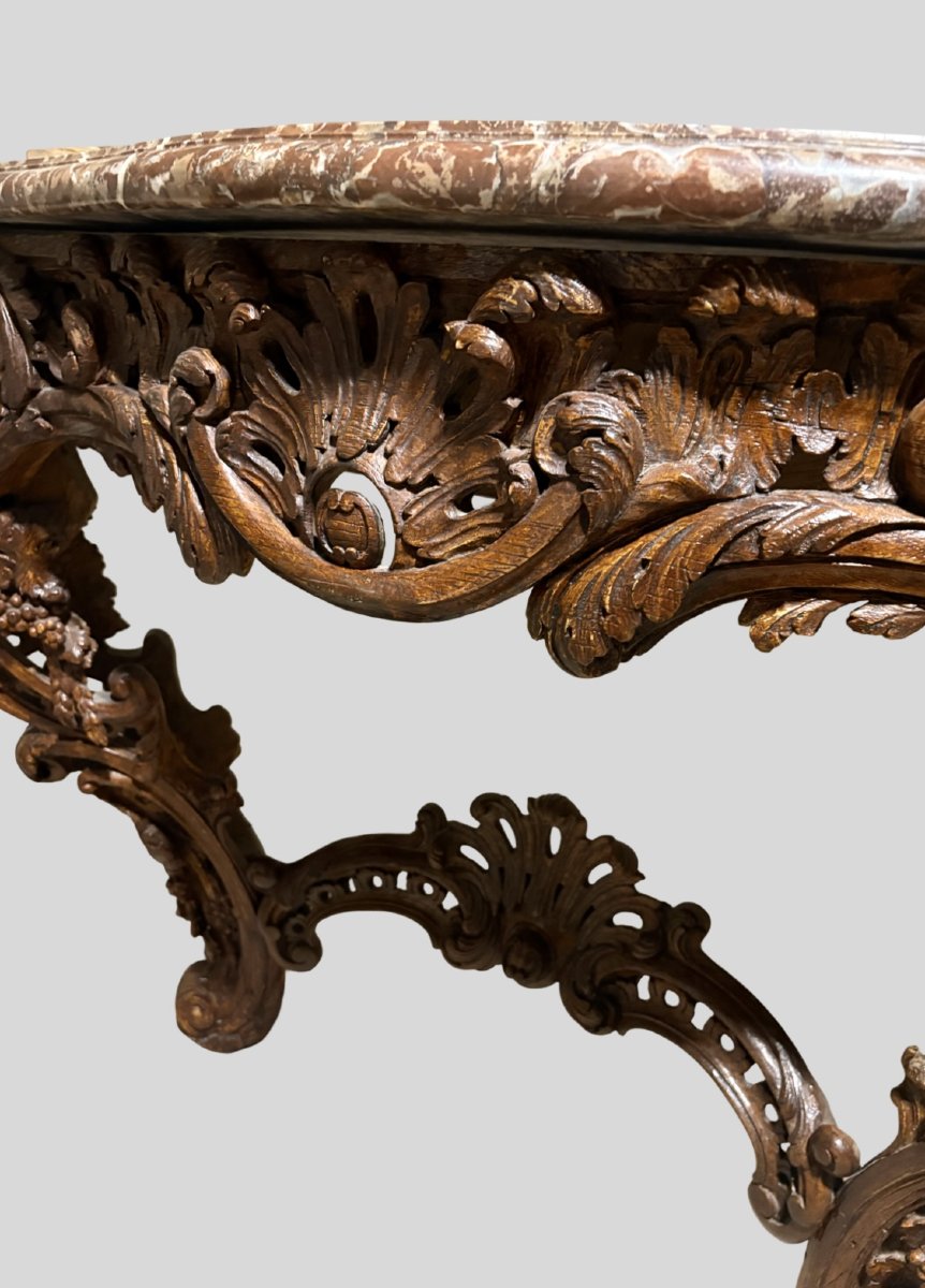 Grande Consolle Francese Luigi XV in Legno Naturale metà XVIII secolo-photo-1