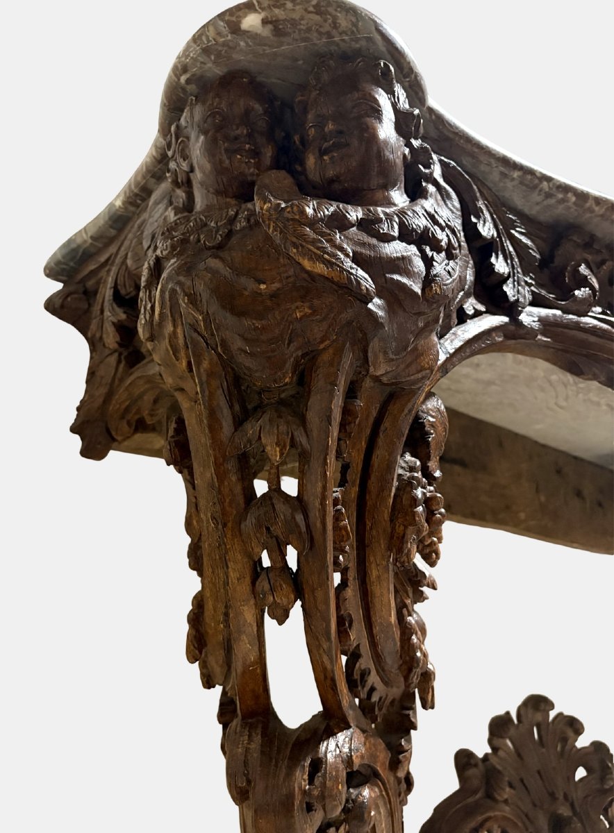 Grande Consolle Francese Luigi XV in Legno Naturale metà XVIII secolo-photo-8