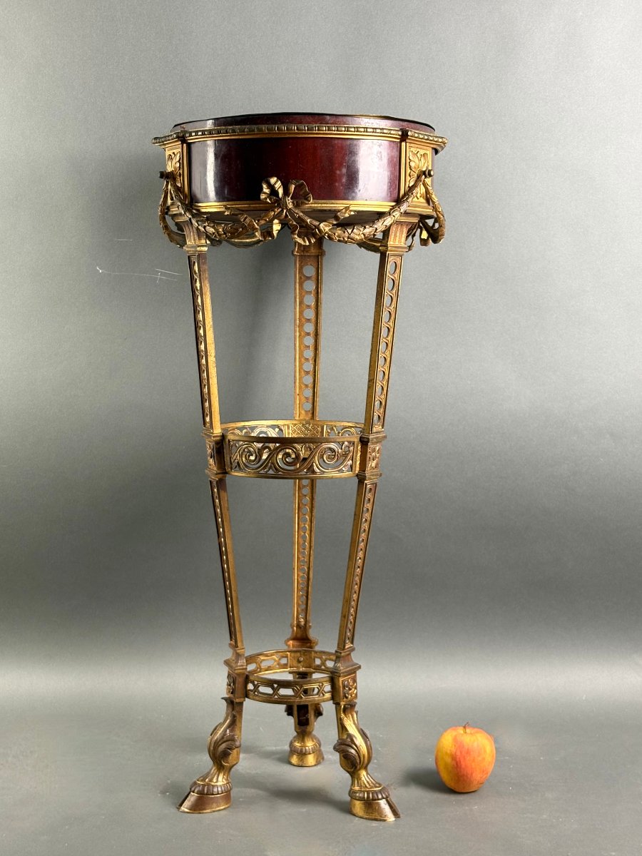 Giardiniera Athénienne Napoleone III Bronzo Dorato e Mogano XIX secolo-photo-2