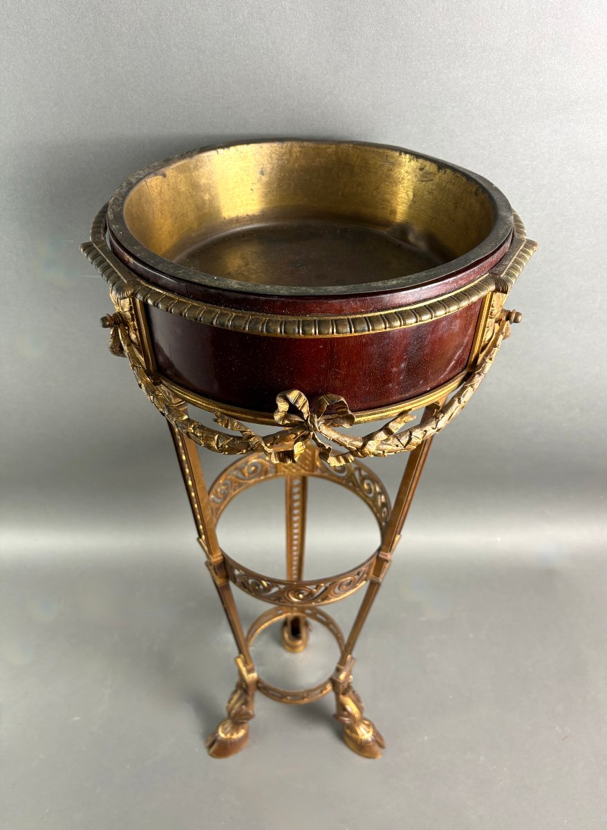 Giardiniera Athénienne Napoleone III Bronzo Dorato e Mogano XIX secolo-photo-3