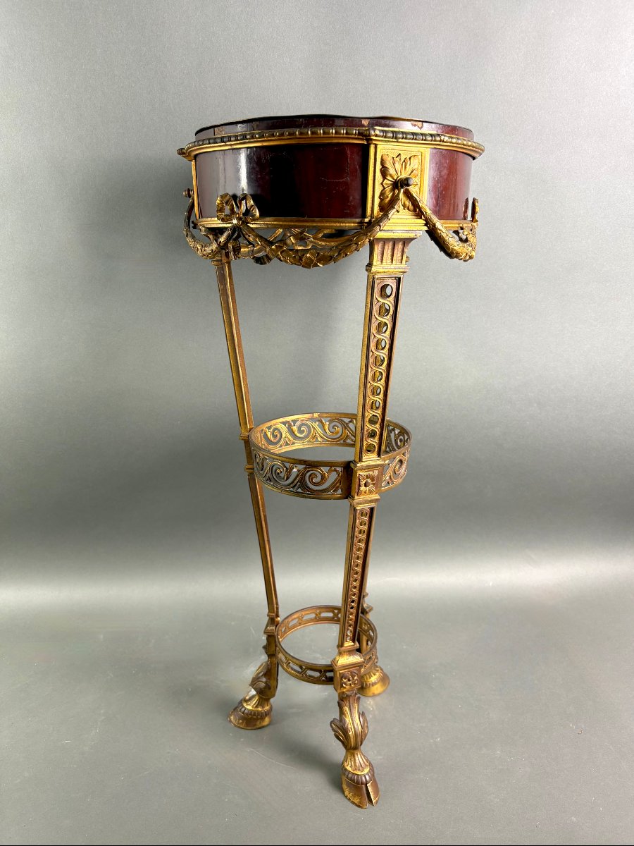 Giardiniera Athénienne Napoleone III Bronzo Dorato e Mogano XIX secolo-photo-4
