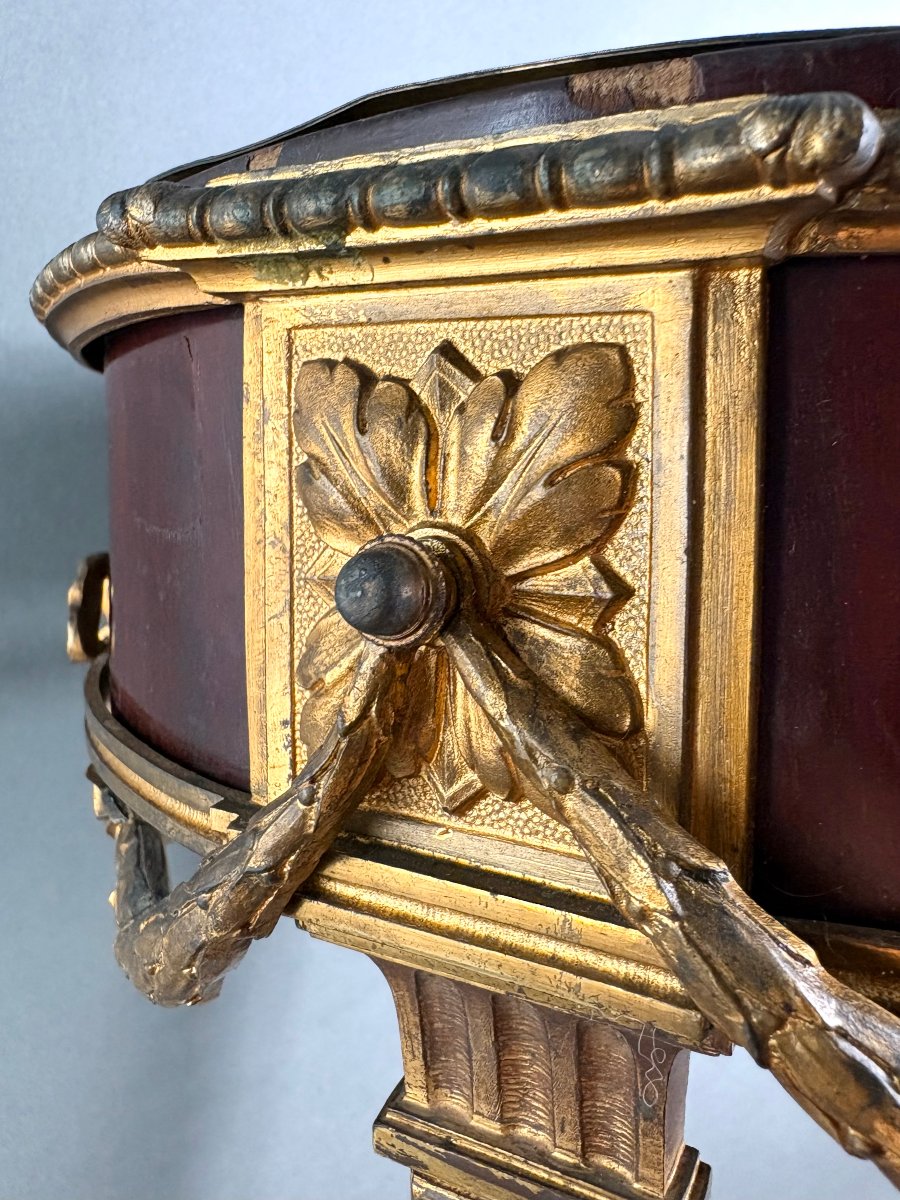 Giardiniera Athénienne Napoleone III Bronzo Dorato e Mogano XIX secolo-photo-5