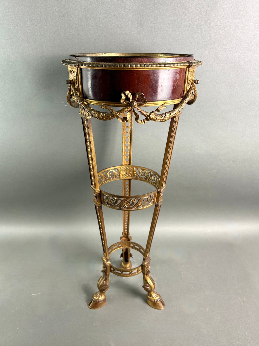 Giardiniera Athénienne Napoleone III Bronzo Dorato e Mogano XIX secolo