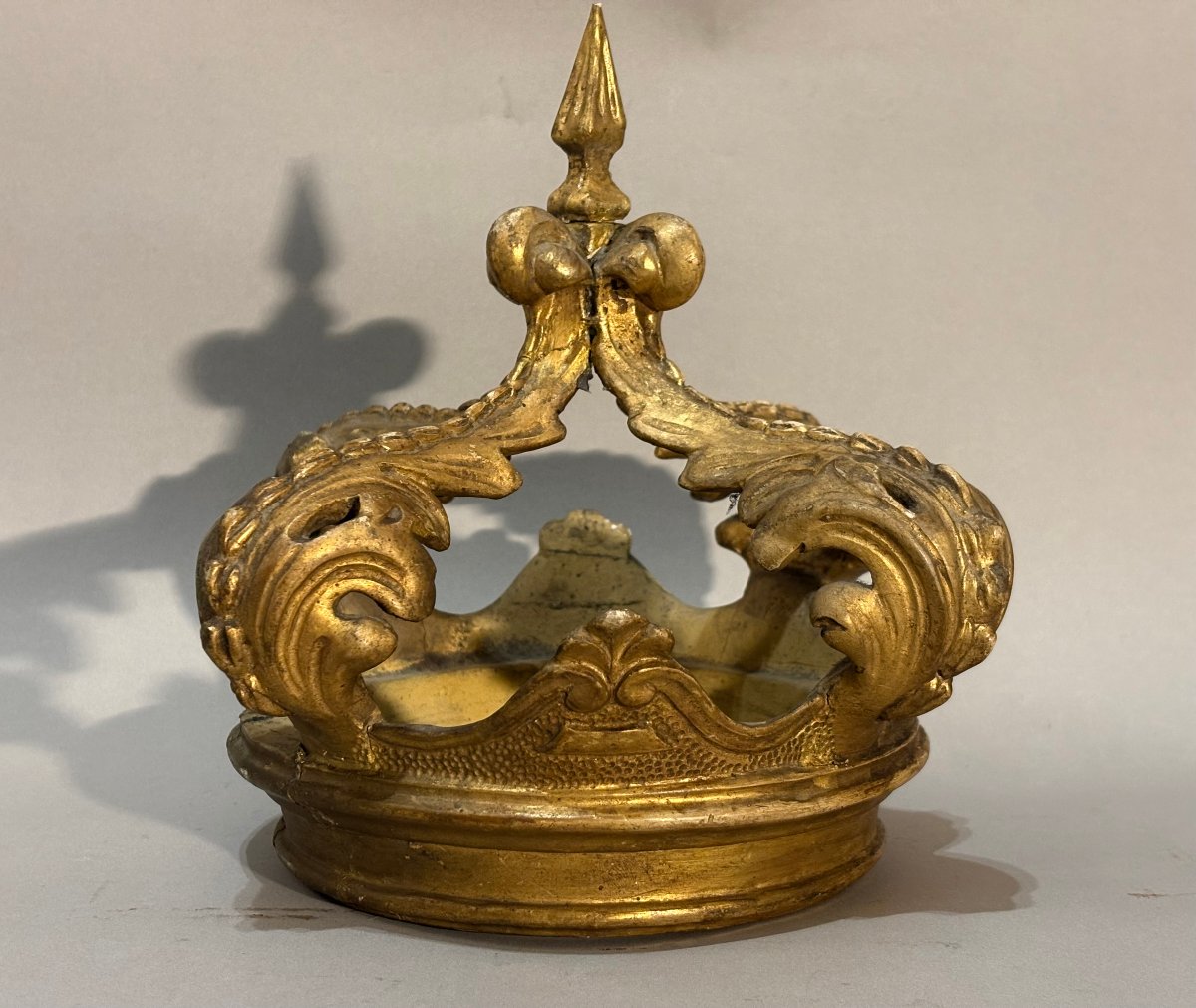 Corona da Baldacchino in Legno Dorato Italia XVIII secolo-photo-3