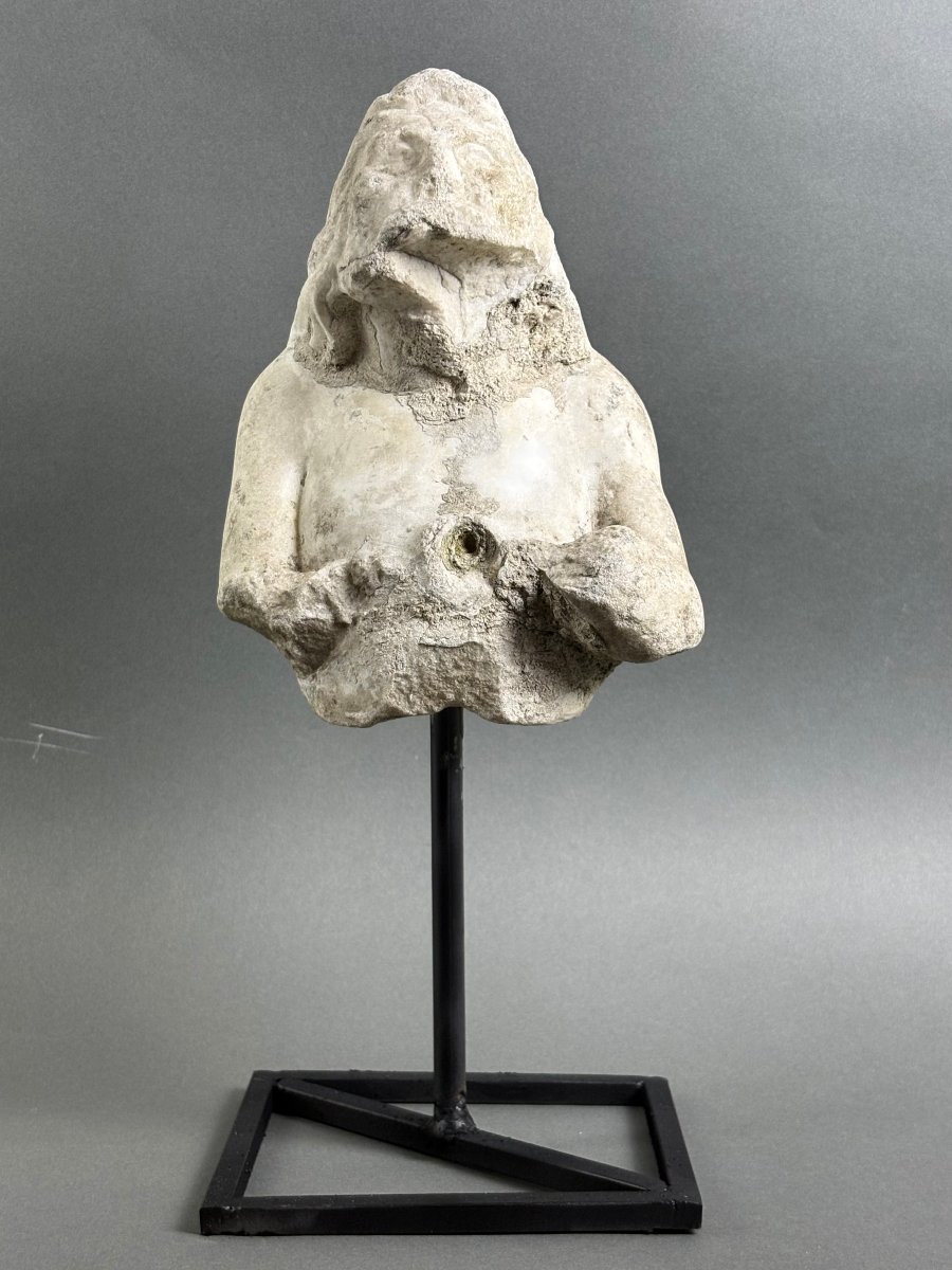 Tritone in Marmo Frammento di Scultura Barocco Italiano metà del  XVII secolo-photo-2